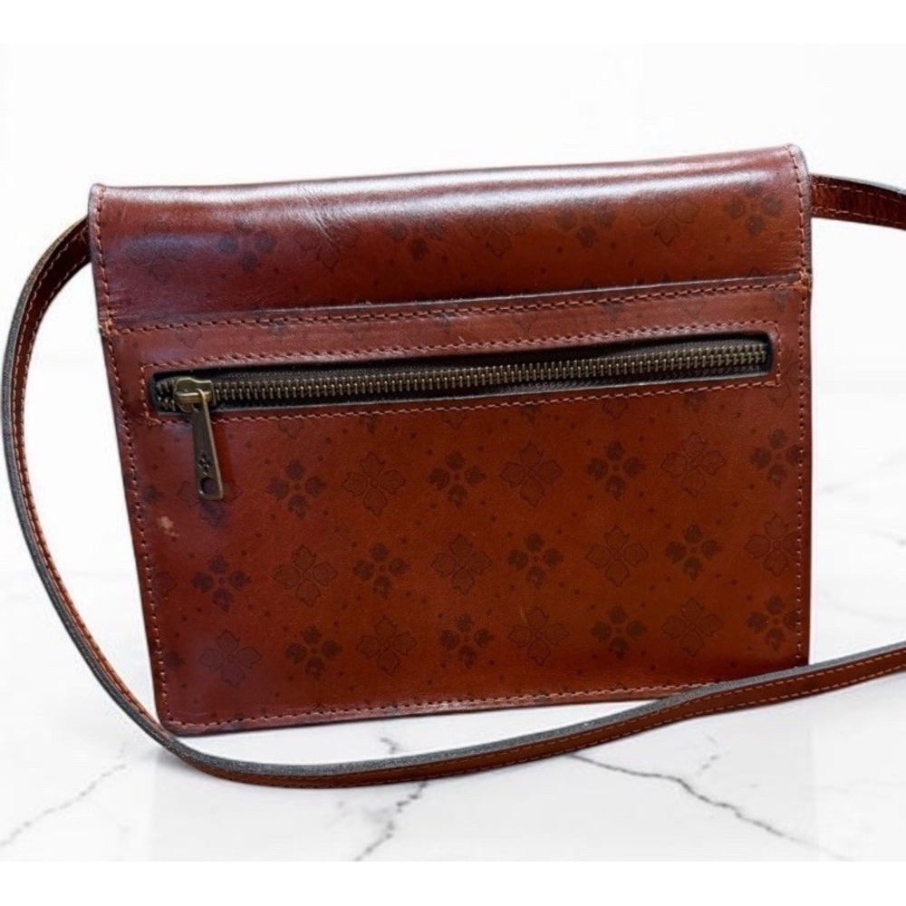 Patricia Nash Signature Floret Brown Leather Crossbody Bag PushLock Floral Purse - Picture 5 of 16